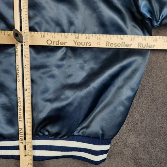 Vintage US Navy Swingster Satin Bomber Jacket Mens Medium Quilt Lined Snap Front